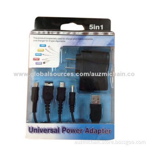 5-in-1 Universal Car Charger/AC Adapter for NDS/NDSL/NDSI/Sony's PSP/USB
